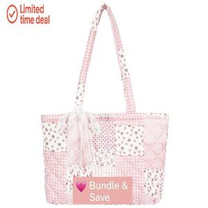 Quilted Tote Bag Lightweight Shoulder Purse Laptop Work Travel